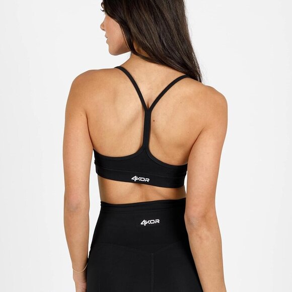 Black Racer Y Back Sports Bra - Padded, Low Impact, Soft Fabric, Medium Coverage - Picture 4 of 6